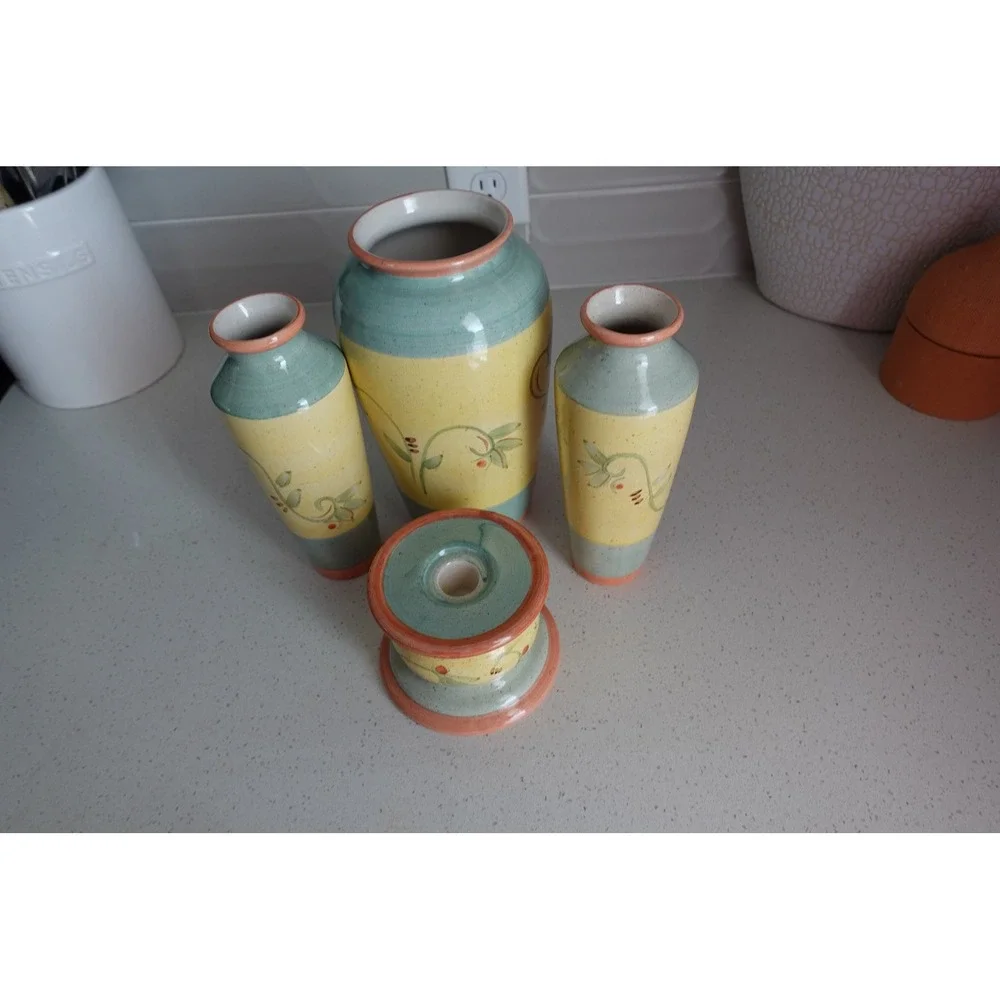 vintage‎ ceramic vases 70s retro style multi colors set of 4